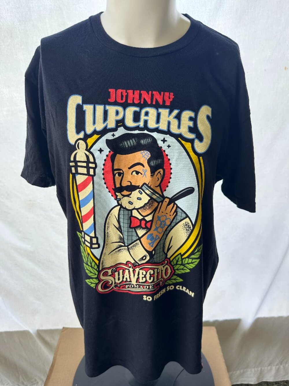 Johnny Cupcakes Suavecito Pomade Men's Black Shirt Size XL An Unordinary Bakery